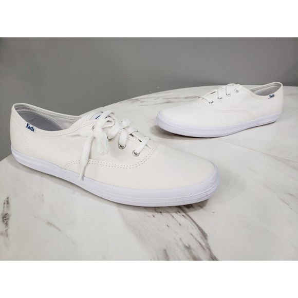 NEW NO BOX - SIZE 9 Keds Champion Cotton Sneakers Solid White Lace Up - Picture 1 of 7